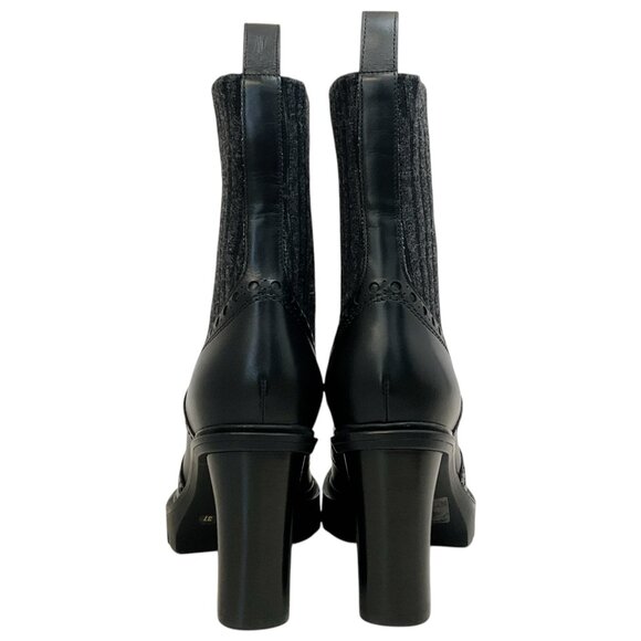 Santoni Black Leather Ferric Wing Tip Sock Booties - Picture 5 of 8